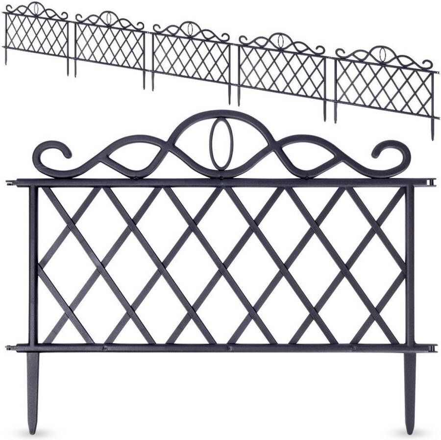Vilde Tuinhek Zwart 48x27 cm 5 stuks Perkhekje Gazonrand Tuinhekje
