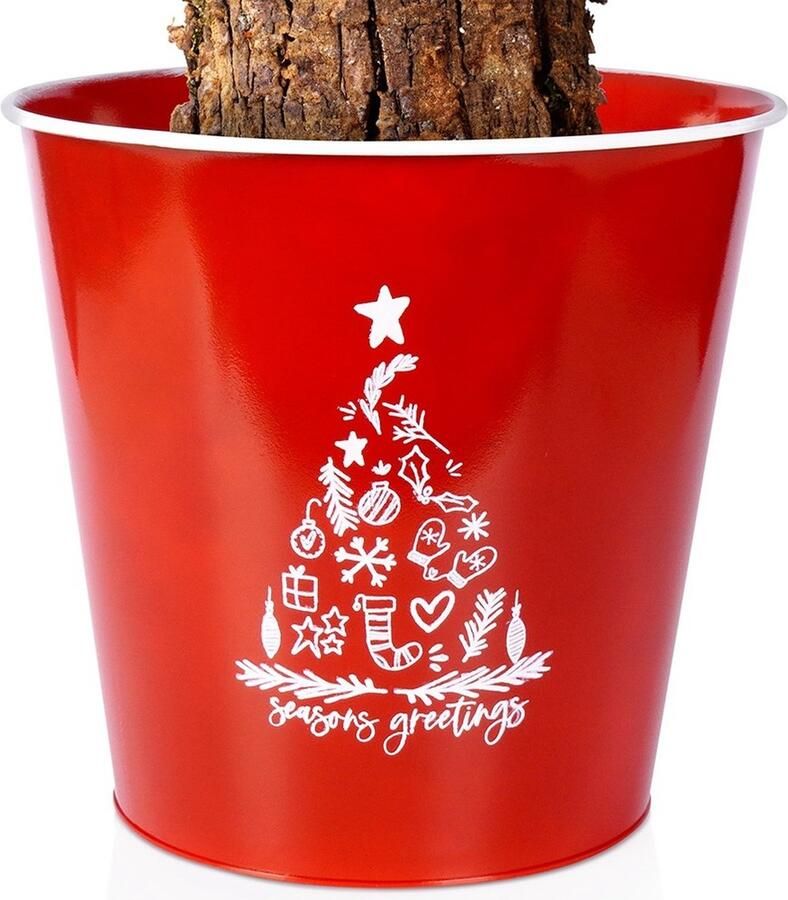 Vilde Bloempot Metaal Rood Kerst 30 5x28 5 cm Plantenstandaard Plantenmand voor Planten Bloemen