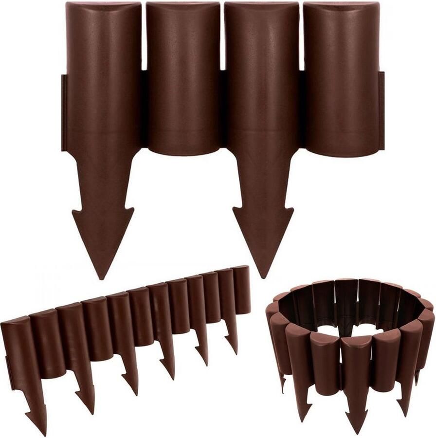 Vilde Tuinpalissade Bruin 25 cm 10 delig Gazonrand Tuinhek