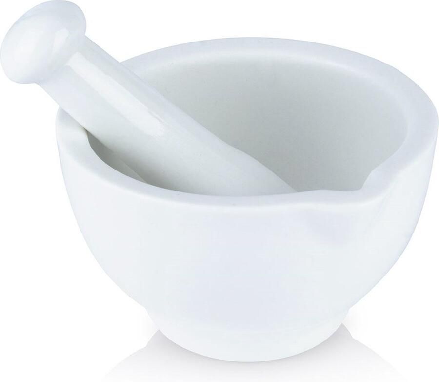 Vilde Vijzel met Stamper Keramiek Wit Kruidenvijzel Mortel voor Specerijen en Pesto