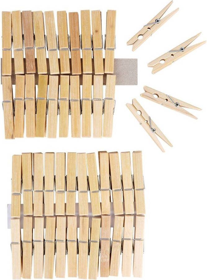Vilde Wasknijpers Bamboe 48 stuks Set Wasgoedknijpers Knijpers voor Wasrek Laundry