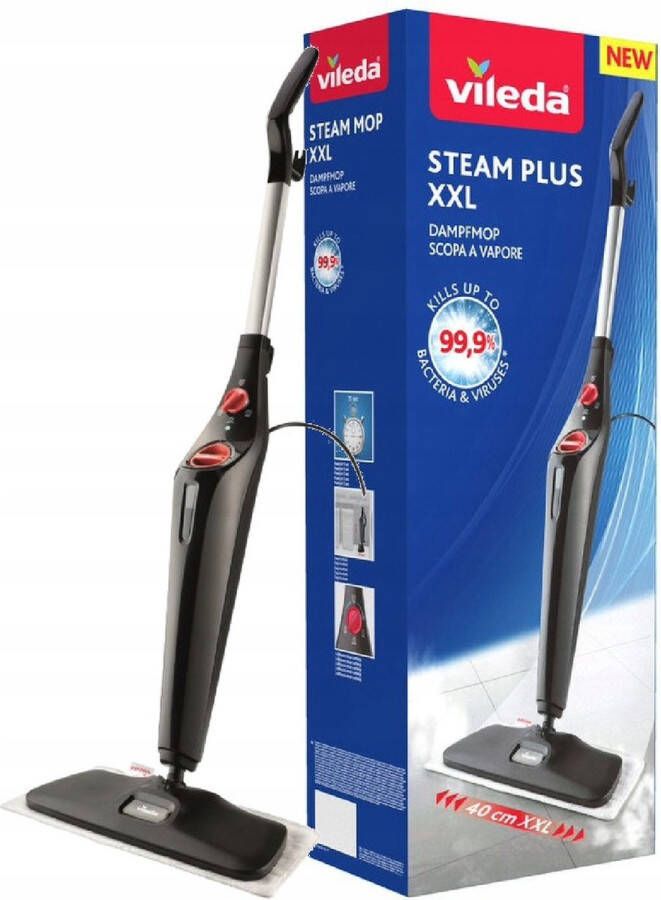 Vileda Steam Mop Steam XXL Set 3.0 opvouwbare tapijtreinigingspad Roterend wasbaar