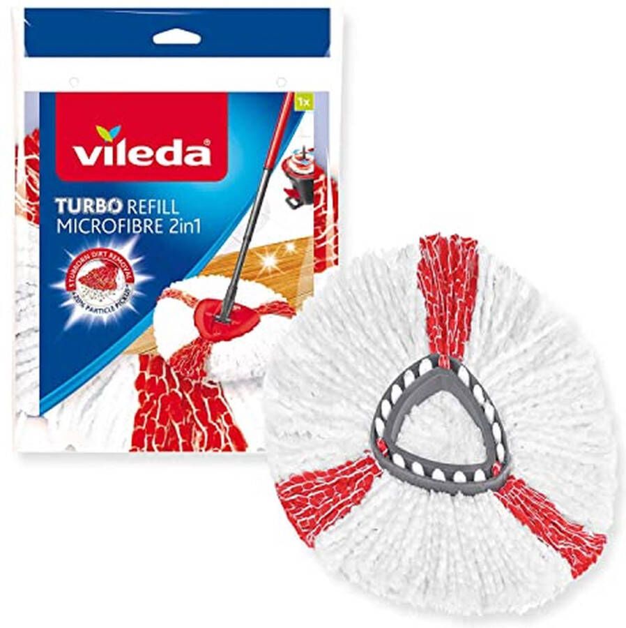 Vileda Turbo 2in Vervanging 1 per verpakking Geschikt voor alle centrifugesystemen van +20% extra reinigingsvermogen Voor alle vloeren