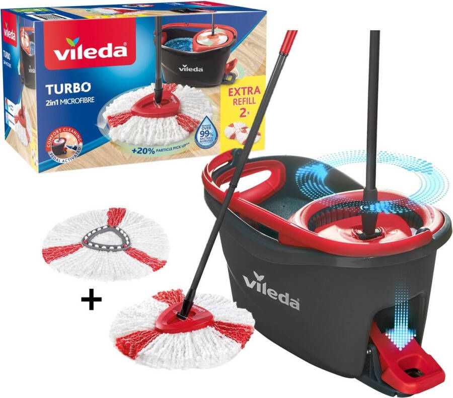 Vileda TURBO 2in1 Pedaalsysteem met 2 vervangingen Microvezelmop 2in1