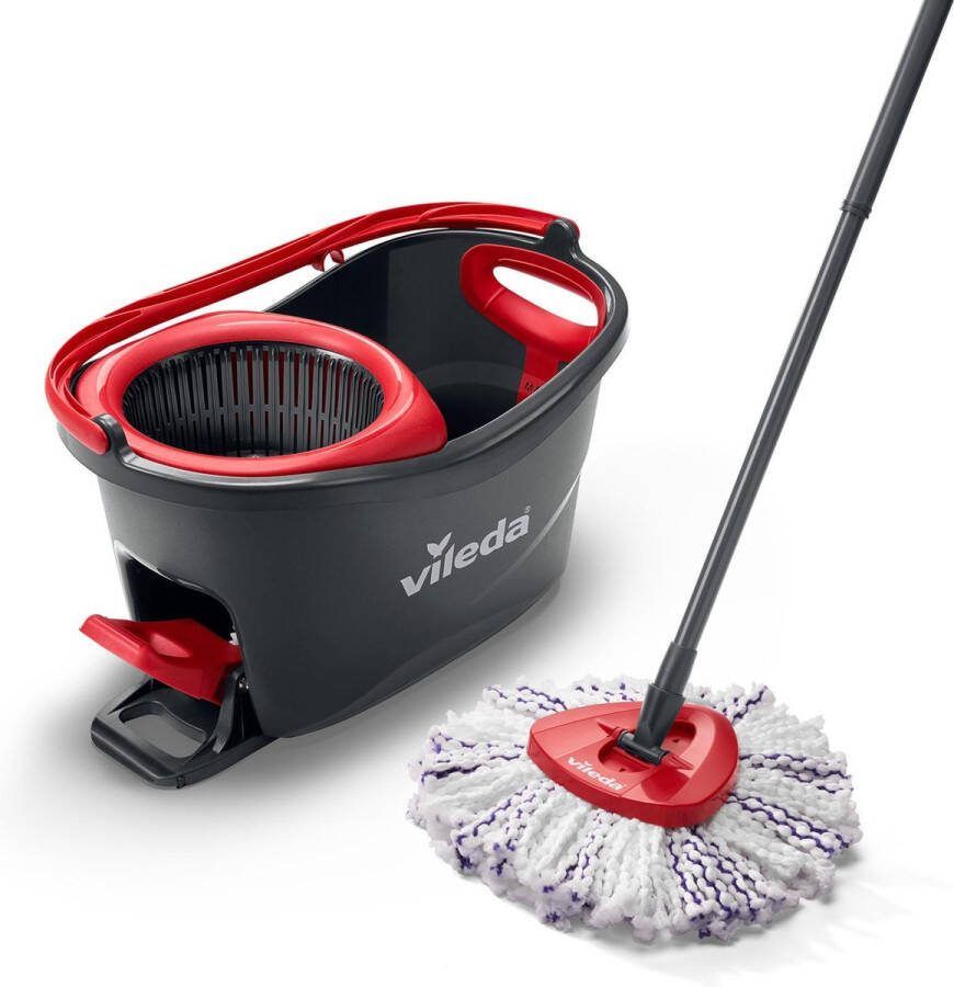 Vileda Turbo 3in1 complete roterende mopset met emmer met pedaalpers Nieuwe generatie microvezelpad 3in1