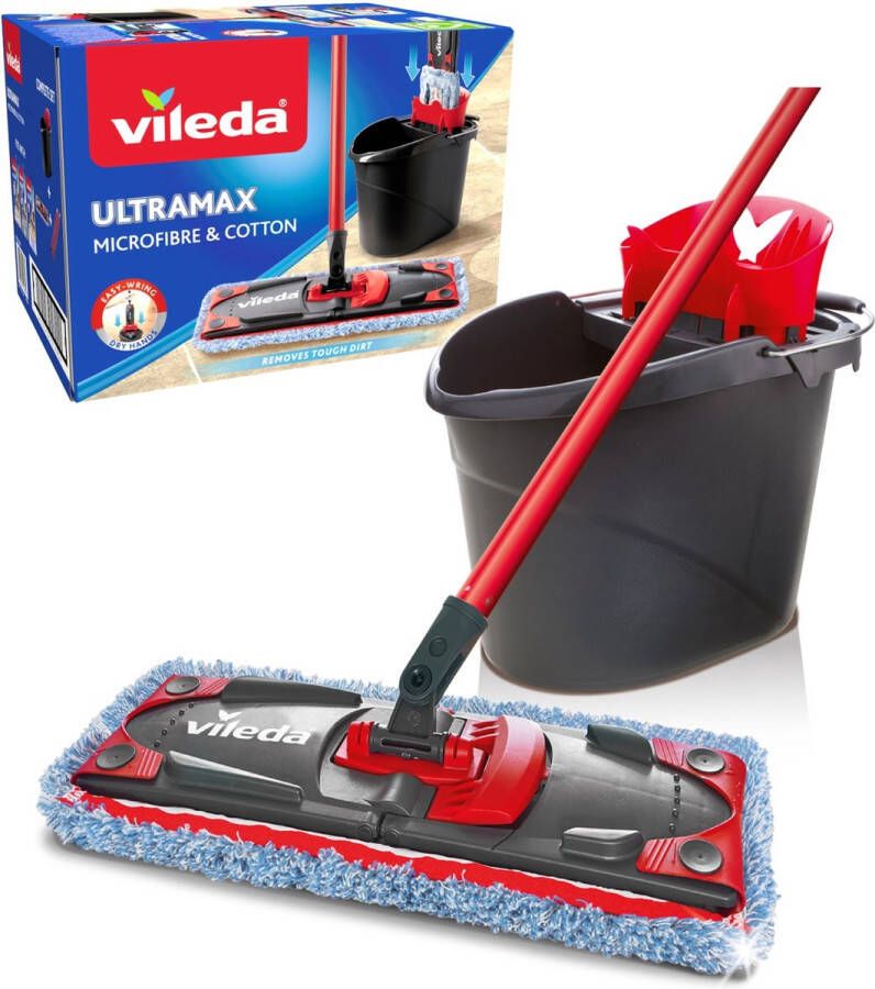 Vileda UltraMax Microfibre & Cotton Complete kit platte mop + persemmer om tegelvloeren te reinigen