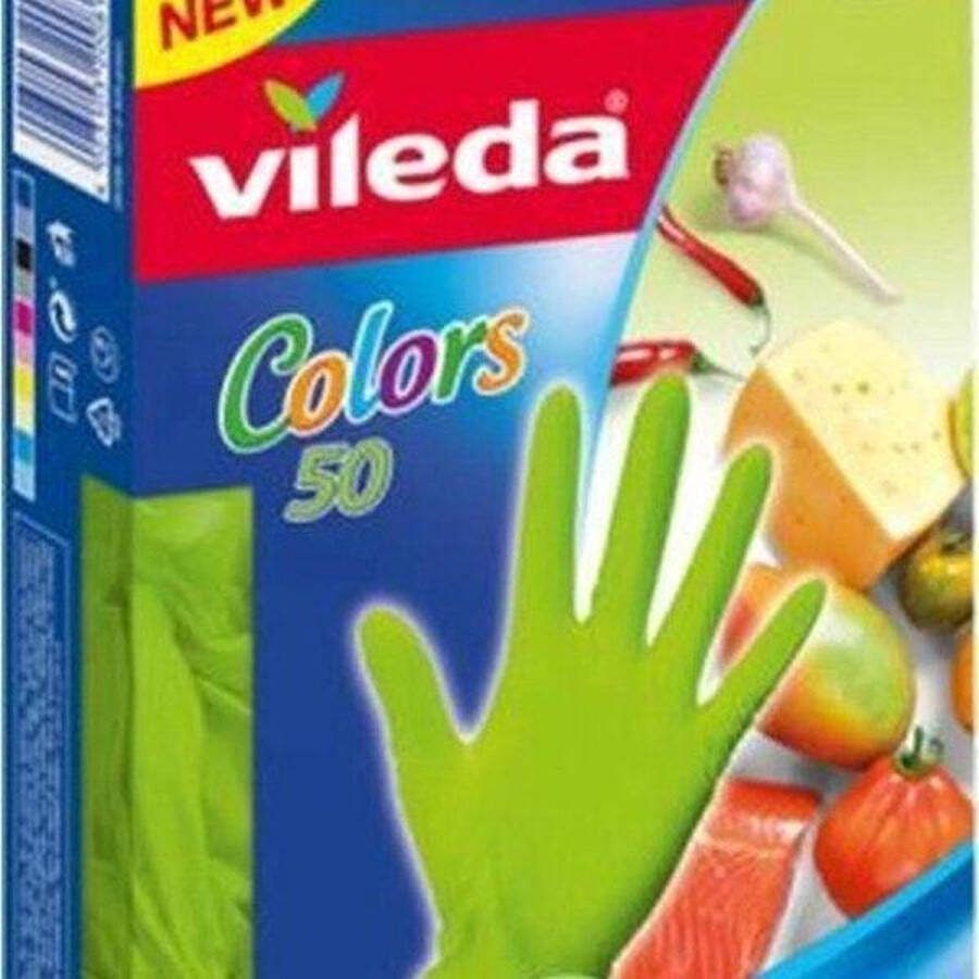 Vileda Wegwerphandschoenen Colors M L 50 stuks