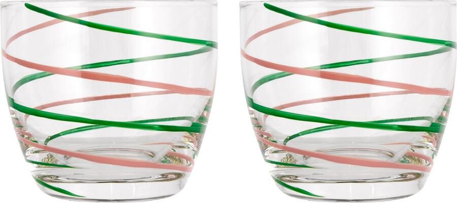 Villa Collection Styles Waterglas Dia 8 x 7 cm 20 cl 2 st. Groen Roze