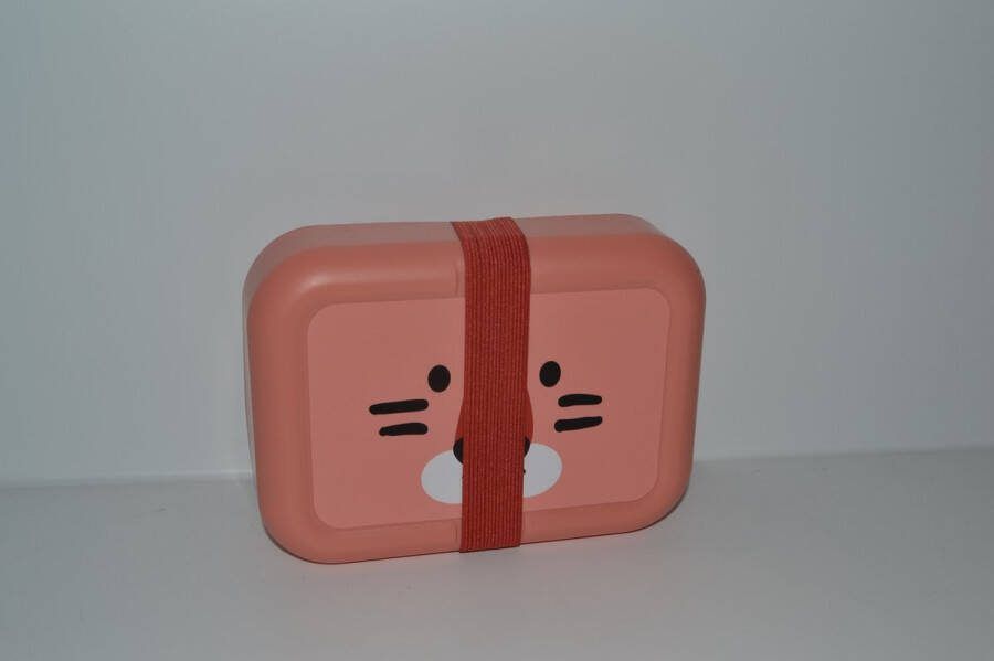 Villa Volance Broodtrommel Roze Kind Beer Lunch Lunchbox Met Elastiek