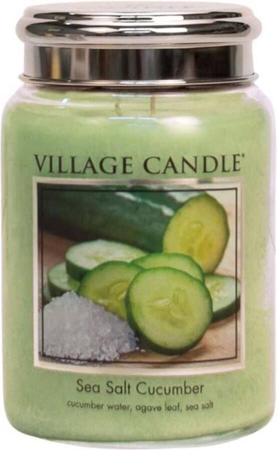 Village candle Geurkaars Sea Salt Cucumber Ø9 5 x 15 cm Wax Green