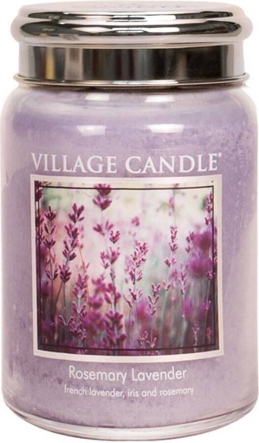 Village candle Geurkaars Rosemary Lavender Ø9 5 x 15 cm Wax Paars