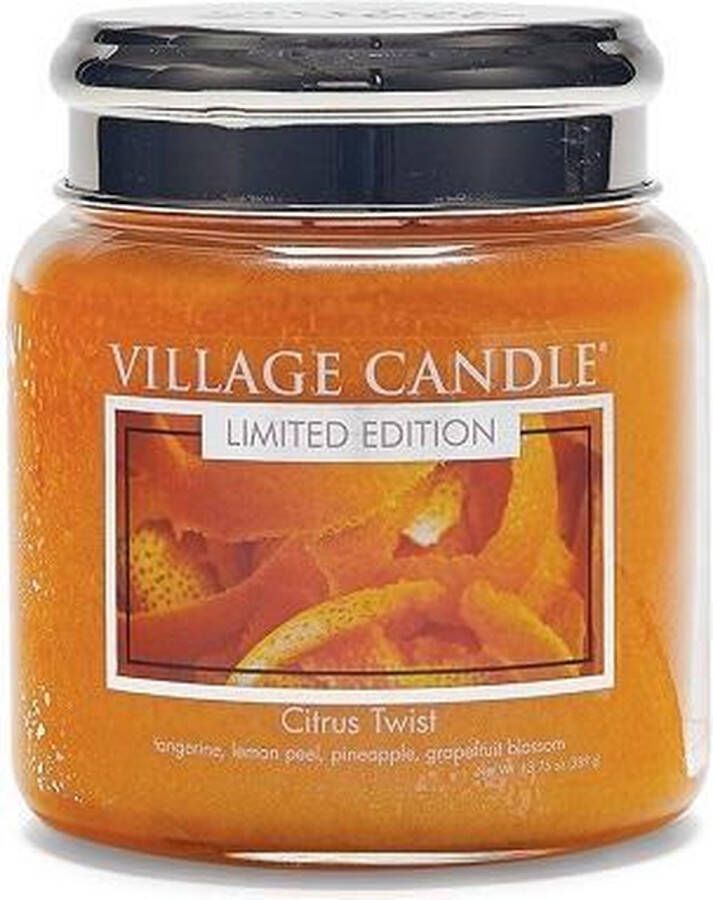 Village candle Village Geurkaars Citrus Twist | manderijn citroenschil ananas grapefruitbloesem medium jar