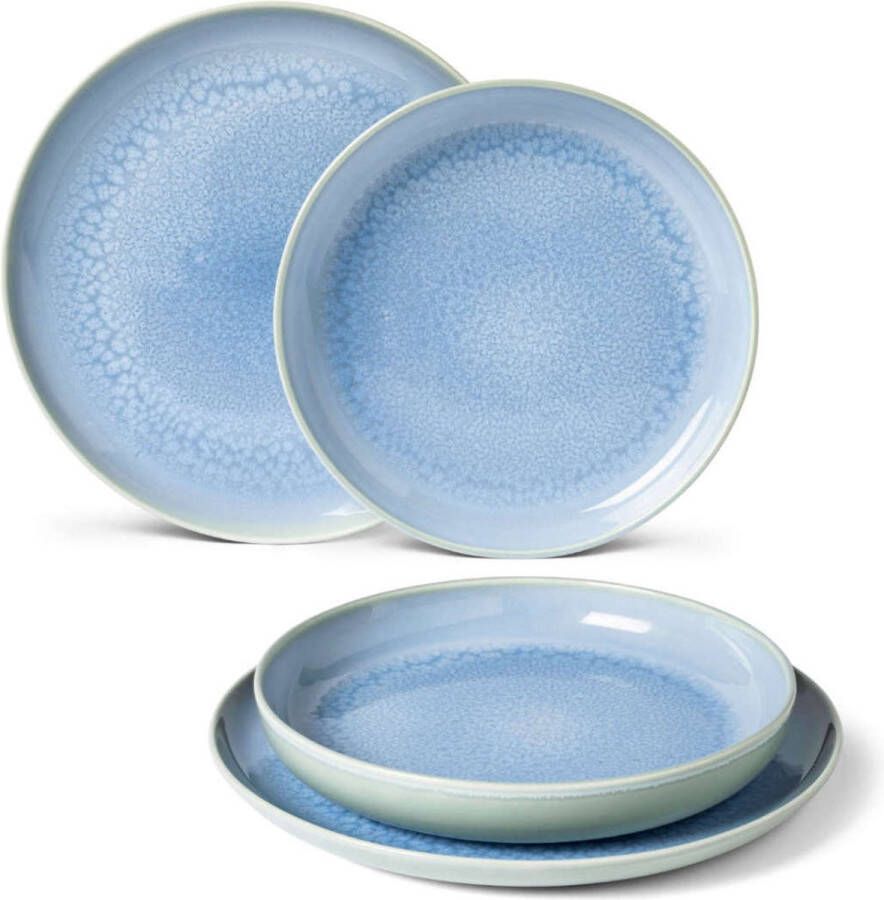 Villeroy Boch Villeroy & Boch Bordenset Crafted Blueberry turquoise 4-delig 2 personen