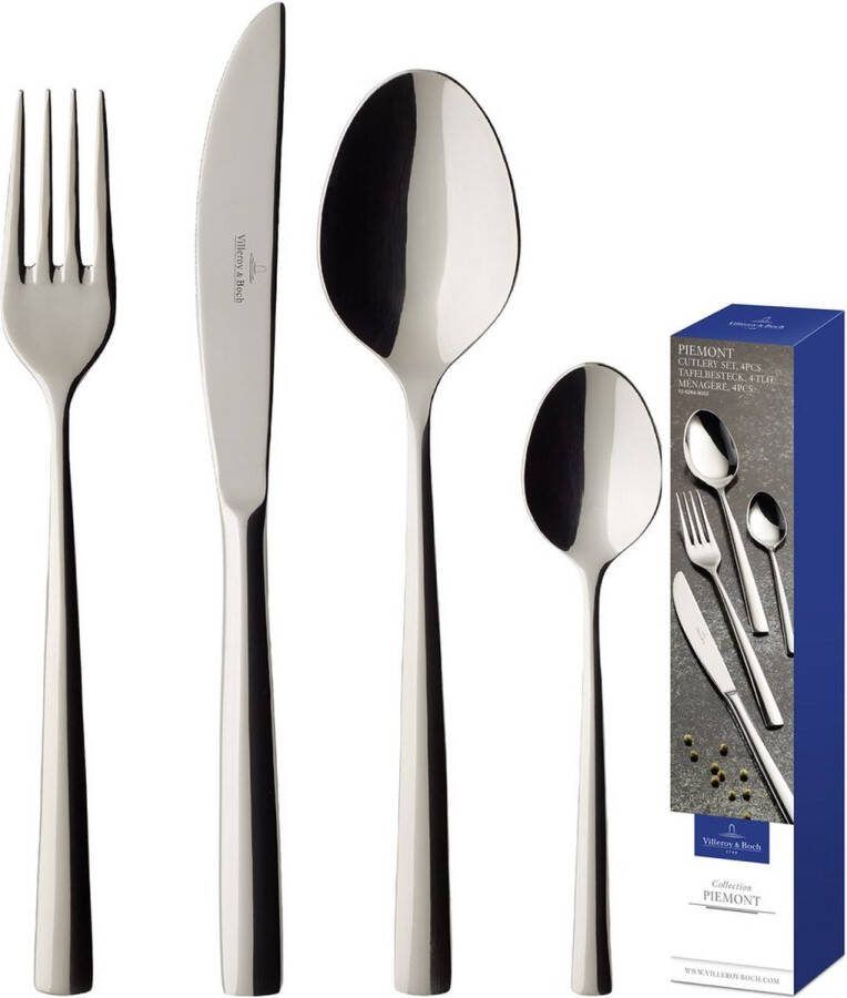 Villeroy & Boch Bestekset Piemont 18 10 RVS 4-delig 1 persoons