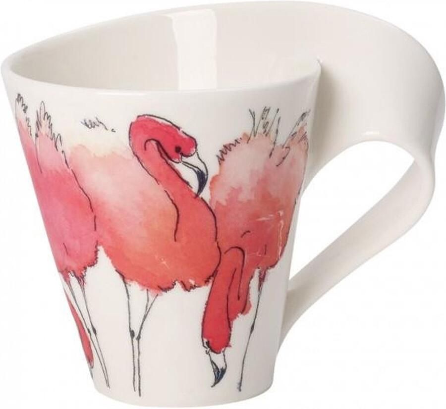 Villeroy & Boch New Wave Caffè Animals of the World Roze Flamingo Beker met handvat in cadeauverpakking 0 30 L