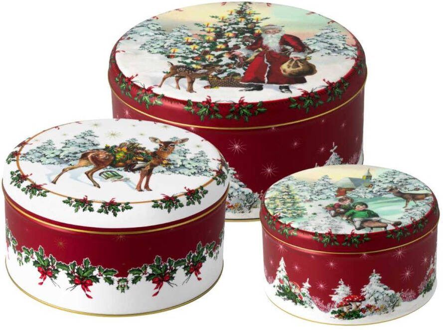 Villeroy & Boch Set van 3 koekjesdozen Winter Collage Accessoires Multicolor