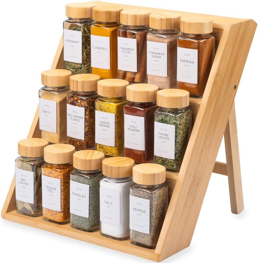Villux Kruidenrek Kruiden Organizer Spice Rack Kruidenrek Lade Kruidenrekken Uitschuifbaar Kruidenrek Staand Kruidenrek Voor Kruidenpotjes Bamboe