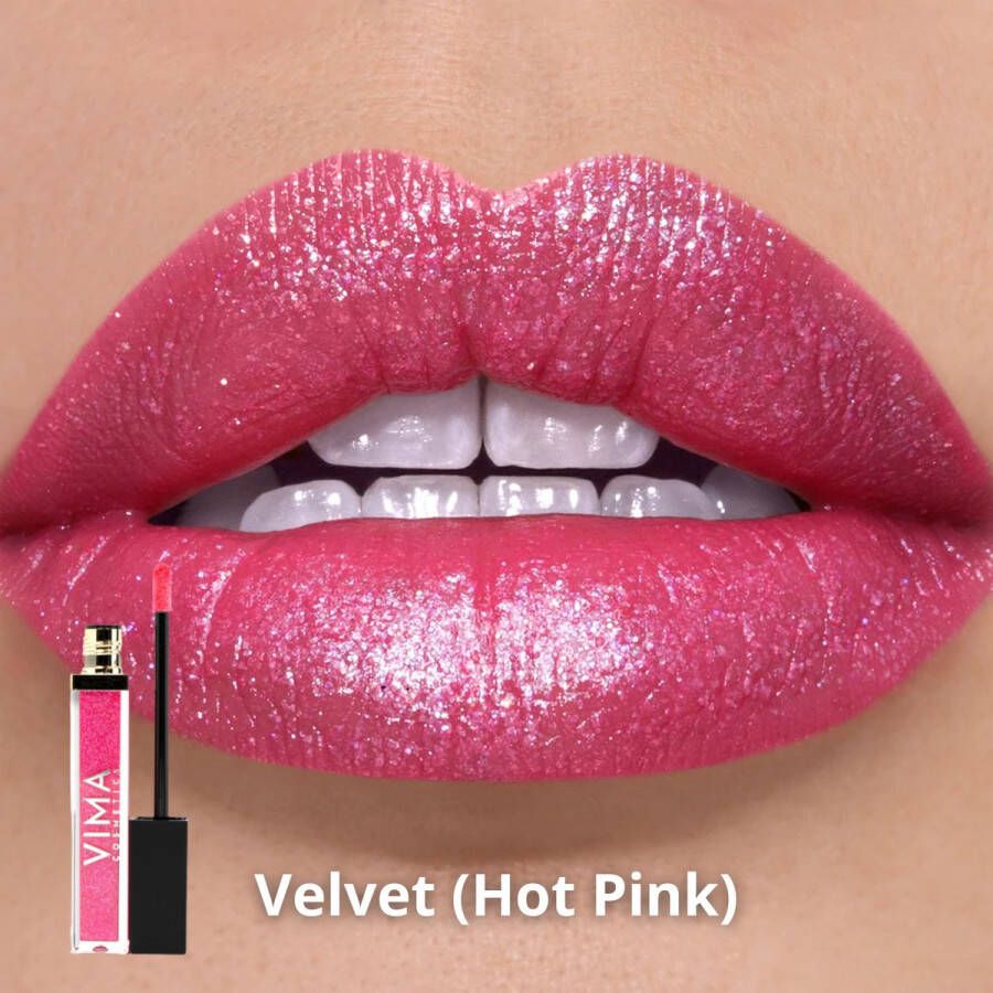 Vimacosmetics VIMA Lipgloss Hot Pink (Velvet) Hydraterend Creamy Volumegevende Lipgloss