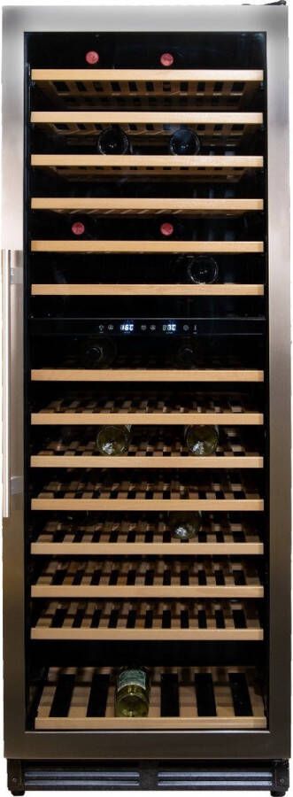 Vinata Premium Wijnklimaatkast Vrijstaand koelkast RVS Wijnkoelkast 154 flessen 171 x 59.8 x 68.5 cm Wijnkast glazen deur