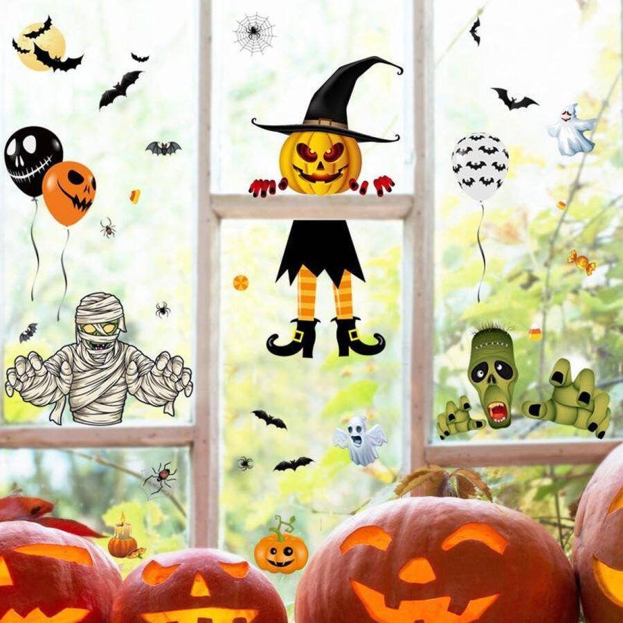 VinkToys Raamstickers Halloween 8-delig Halloween raamstickers PVC Herbruikbaar Zelfklevend Raamfolie Set 4 117 stickers