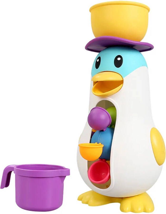 VinkToys Waterrad Badspeelgoed Watermolen Pinguin Waterwheel Penquin Kinderspeelgoed Waterpret