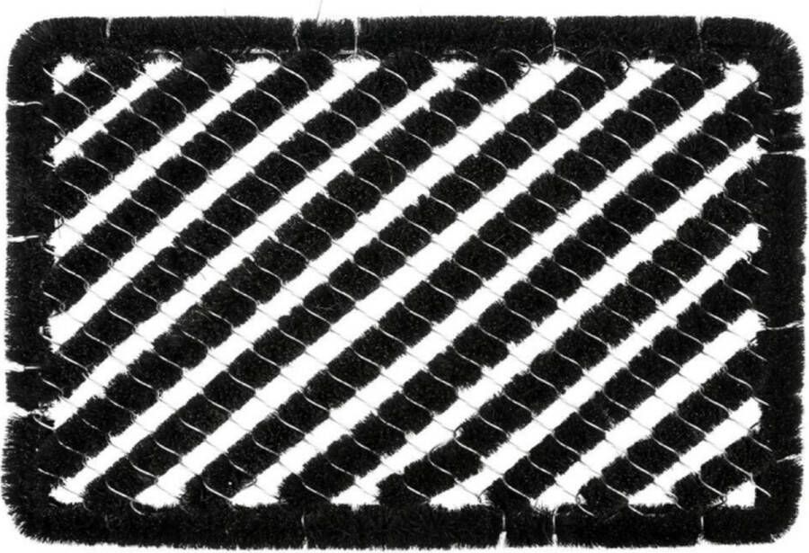 Vintag Borstelmat Deurmat 60X40 CM Schoonloopmat Zwart