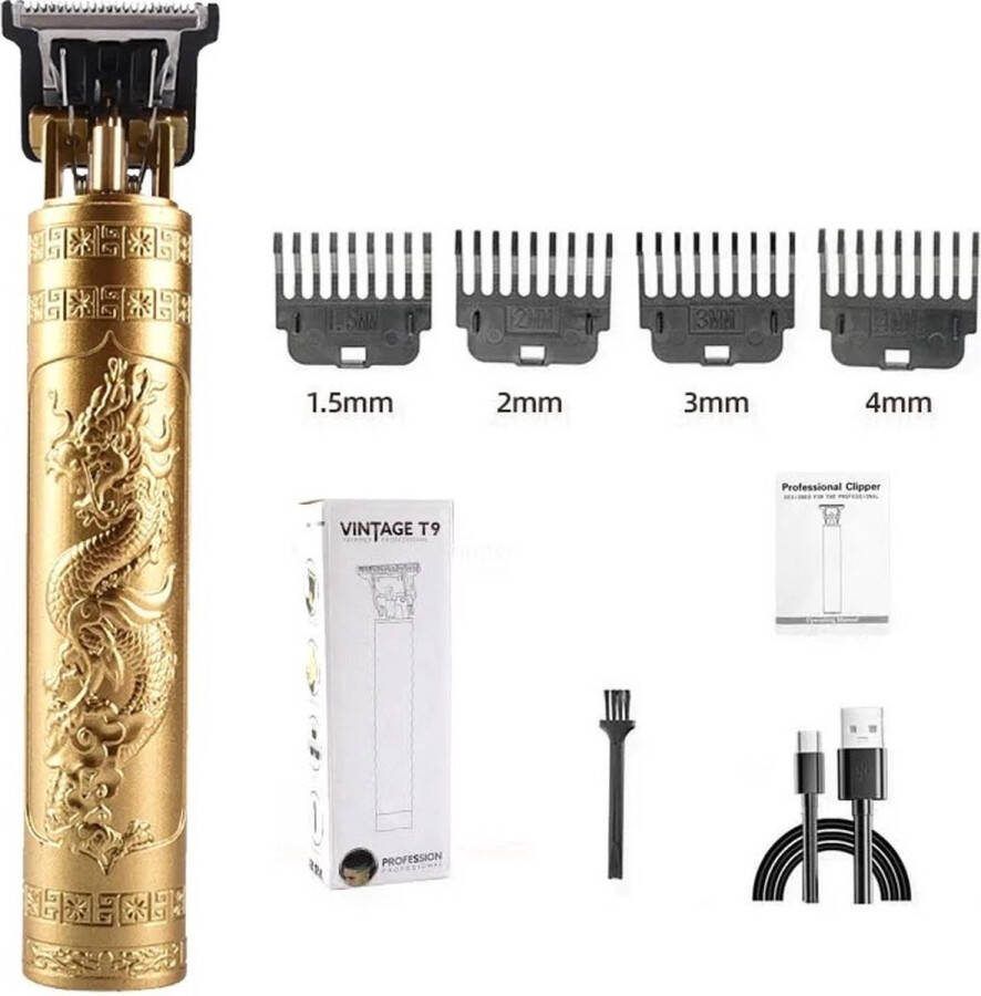 Vintage 19 Professionele Tondeuse Mannen Draadloos USB Inclusief oplader Trimmer Baardhaar trimmer Hoofdhaar trimmer Mannen Fade 4 Maten