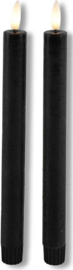 Vintage & More Led dinerkaars zwart Vintage en More 25 cm led kaarsen met bewegende vlam led kaars op batterijen