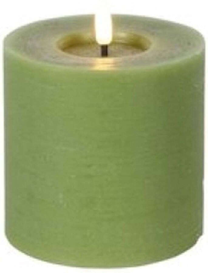 Vintage & More led kaars groen 10x10cm stompkaars led kaarsen op batterijen led kaarsen met bewegende vlam ledkaarsen led stompkaars