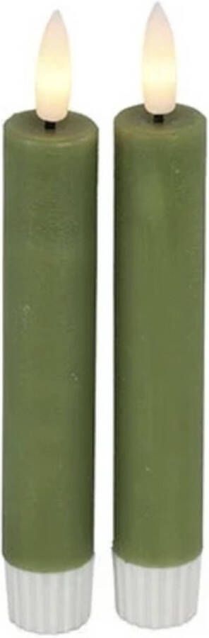 Vintage & More Led kaars groen olijf groen 15cm ledkaarsen led kaarsen op batterijen led kaarsen met bewegende vlam led-kaarsen