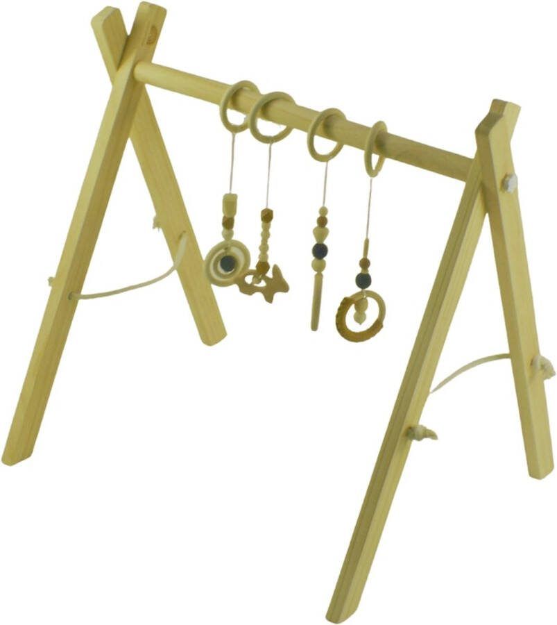VintaToys Baby Gym Hout Inclusief 4 Houten Speeltjes Baby Speelgoed 6 Maanden Baby Speelgoed 0 Jaar Kraamcadeaus