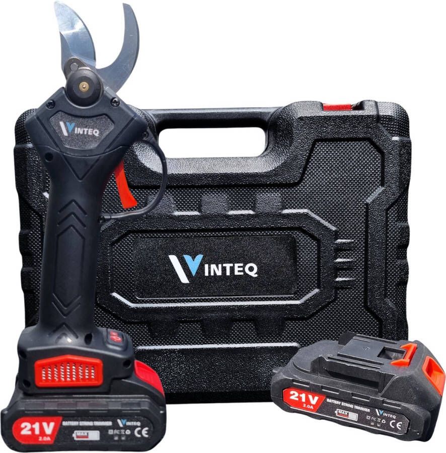Vinteq Elektrische Snoeischaar Accu Snoeischaar Bloemenschaar Tuinschaar Boomschaar Incl. Koffer 2 Accu's 30mm Zwart