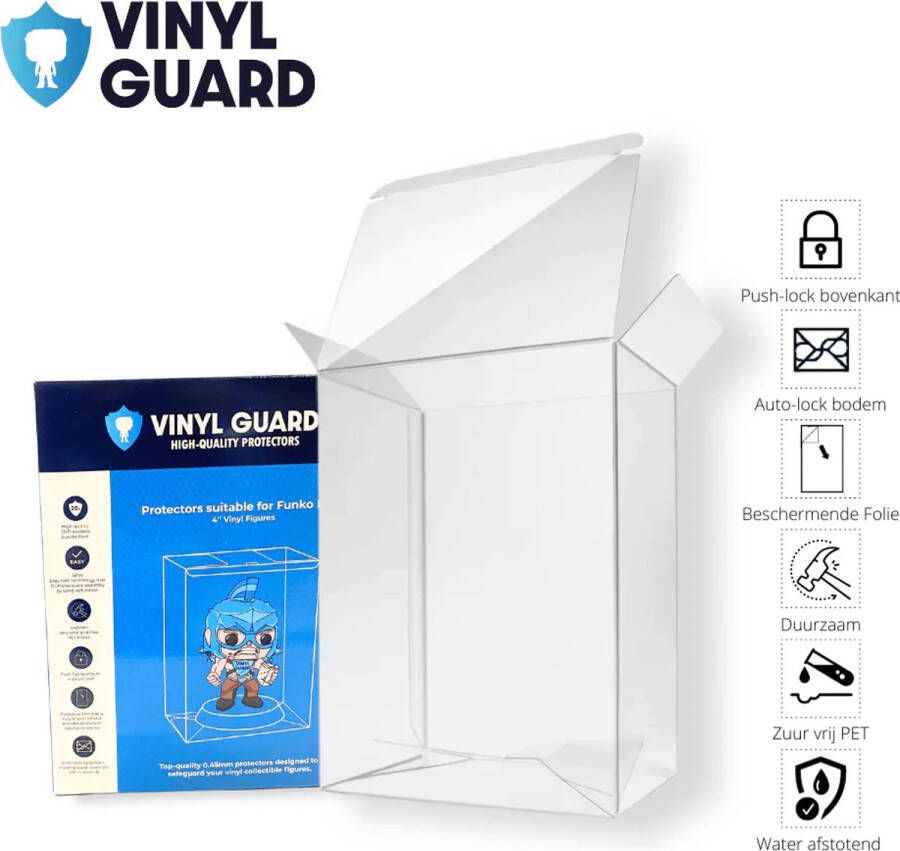 Vinyl Guard 100 Stuks (Bundle Pack) 4 INCH Transparent Protector Cases voor Funko Pop! Auto lock system