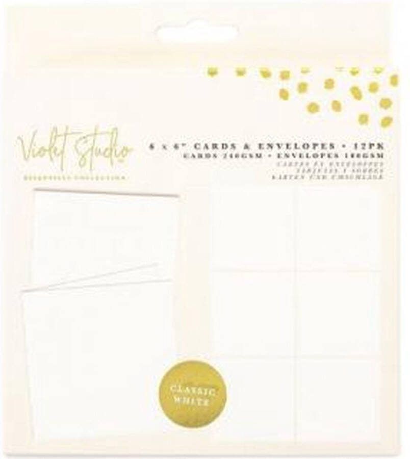 Violet Studio Essential Collection Witte Blanco Kaarten Enveloppen 15x15 cm a 12 stuks
