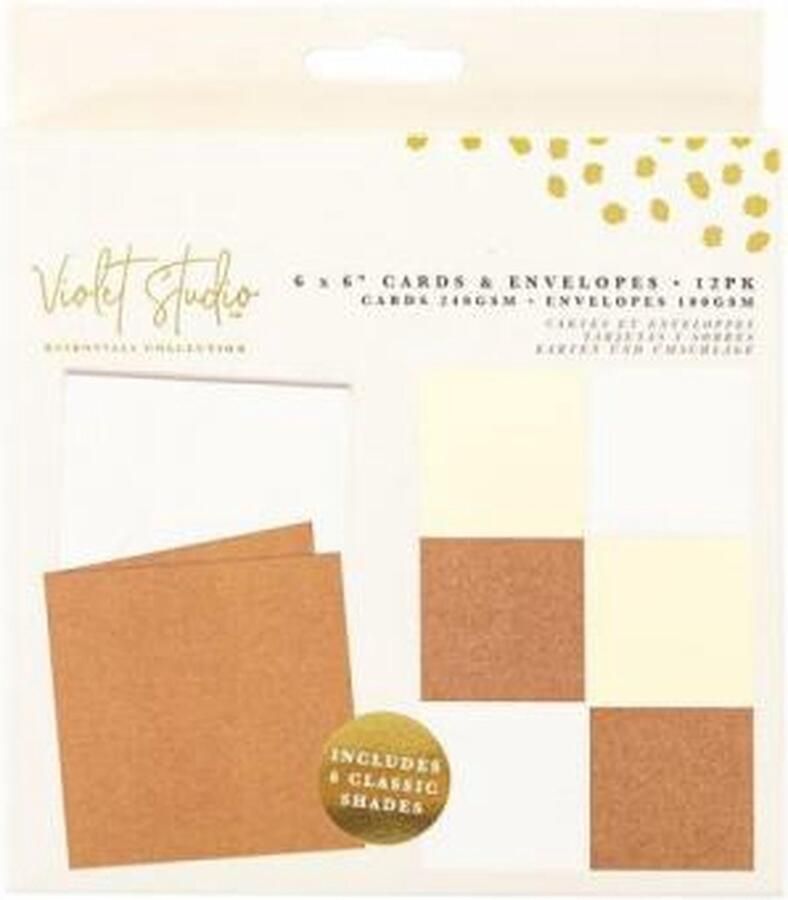 Violet Studio Essential Collection Classic Blanco Kaarten Enveloppen 15x15 cm a 12 stuks