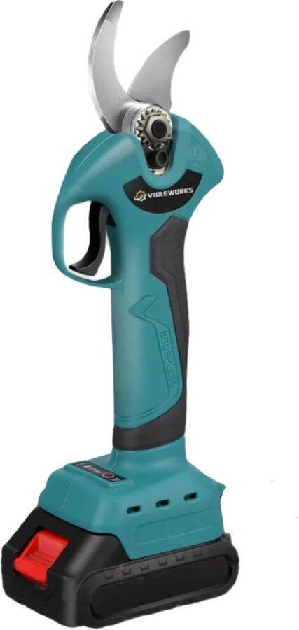 Violeworks Elektrische Snoeischaar Takkenschaar Boomschaar Heggenschaar Haagschaar Tuinschaar Bloemenschaar Snoeitang 2 Accu's Grijs
