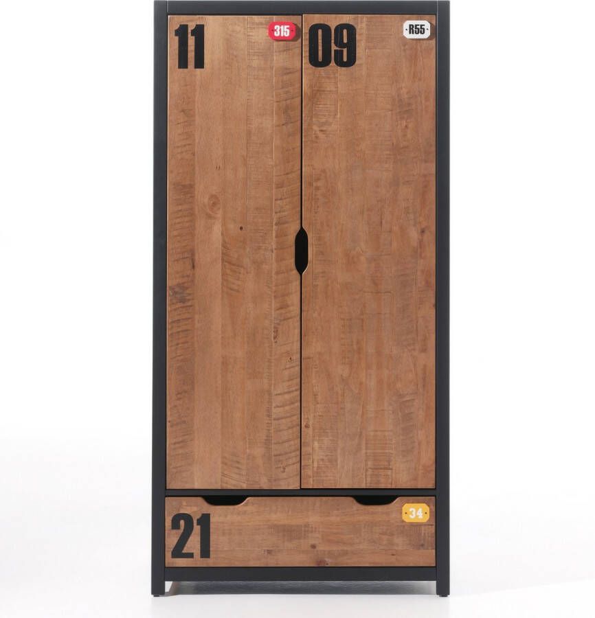 Vipack Draaideurkast Alex fronten massief dennenhout in schaaflook decor cijfers