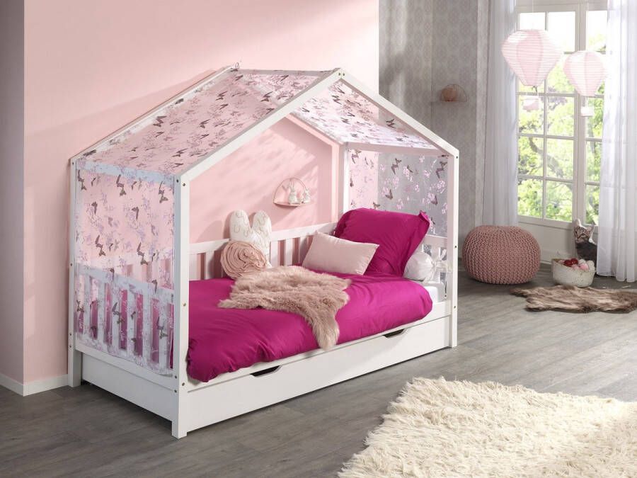 Vipack Baby Nora Eden Bed Inclusief Bedlade en Zijrand- Dallas Rolbed Textiel Kinderbed