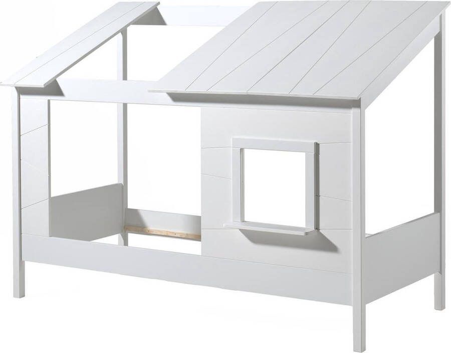 Vipack Kinderledikant Huisbed van MDF en massief hout wit gelakt incl. venster aan de voorkant