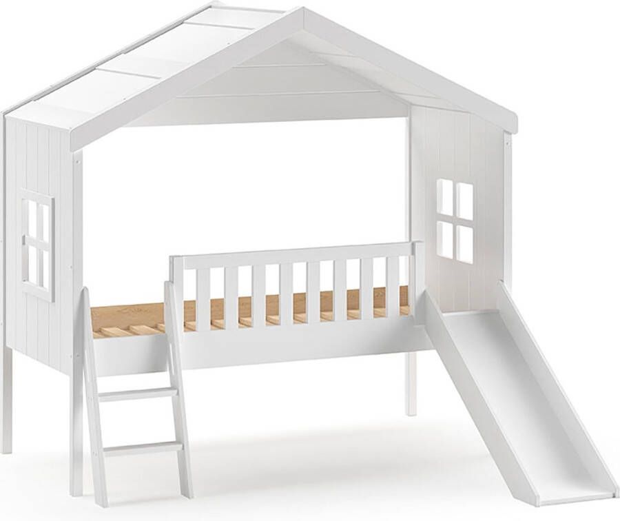 Vipack Huisbed Massief dennenhout wit gelakt gemaakt in Europa stevig gebouwd