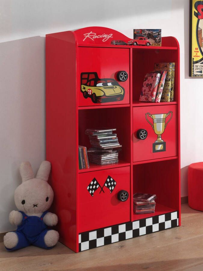 Vipack boekenkast Racer rood 133x60x42 cm Leen Bakker
