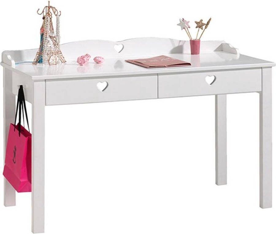 Vipack Bureau Amori met nostalgische hartlook 2 lades groot schrijfoppervlak daaronder 2 laden voor schrijfgerei