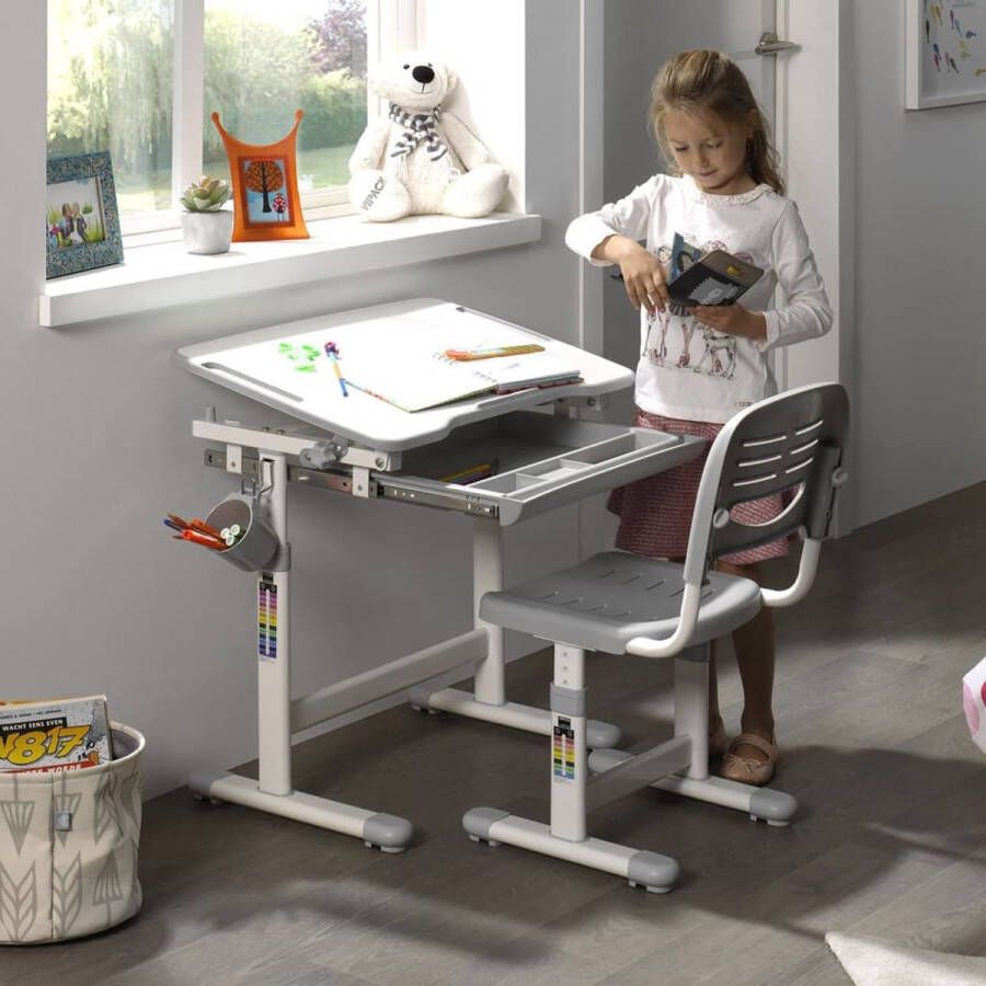 Vipack Kinderbureau Comfortline Scholierenbureau ergonomisch in hoogte verstelbaar met bergruimte in verschillende kleuren (set)