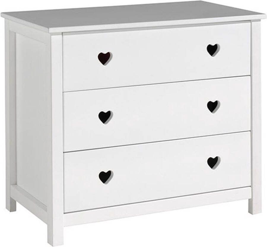Vipack Ladekast Amori Romantische look en veel opbergruimte wit gelakt