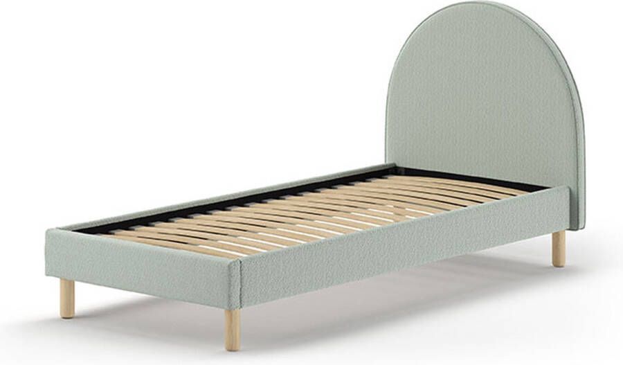 Vipack Gestoffeerd bed Maeva 90x200cm met nachttafeltje Groene bouclé stof