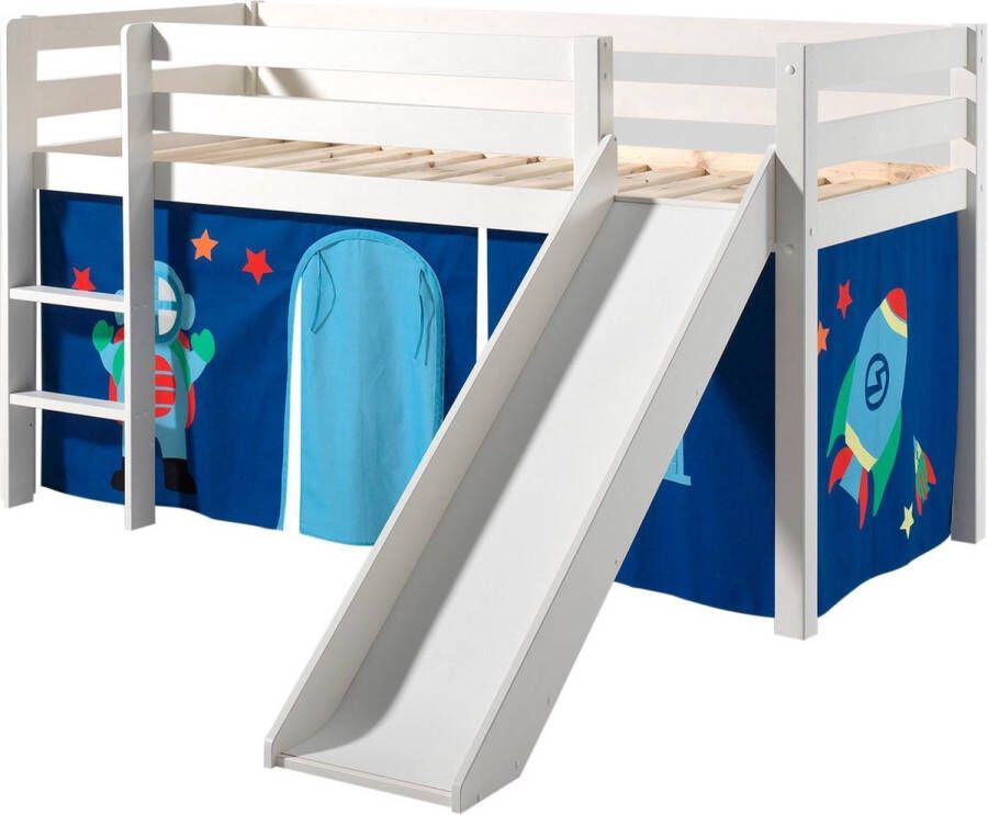 Vipack Hoogslaper Pino speelbed massief dennenhout stevig gebouwd 3 corpuskleuren om uit te kiezen