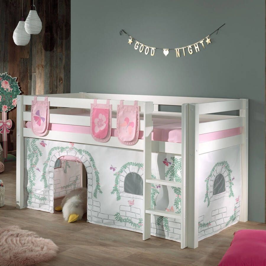 Vipack Halfhoogslaper Charlotte met bedtent & opbergzakjes Birdy wit