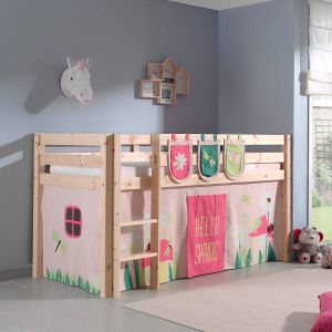 Vipack Halfhoogslaper Charlotte met bedtent & opbergzakjes Spring natuur