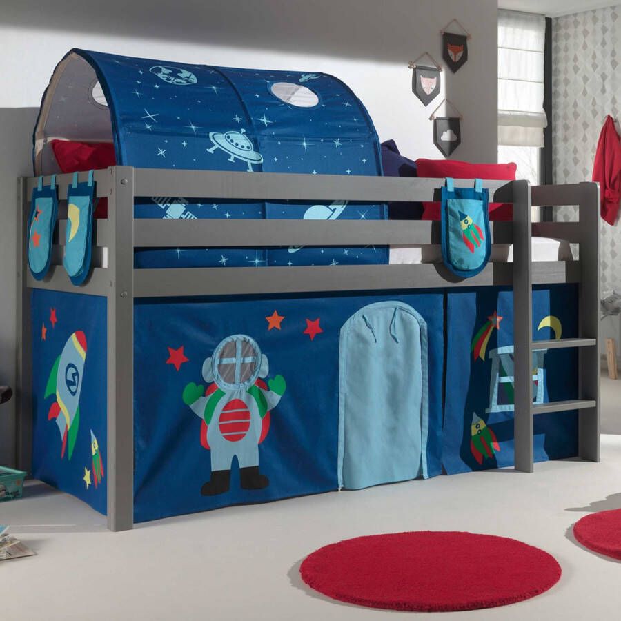 Vipack Hoogslaper Pino speelbed massief dennenhout stevig gebouwd 3 corpuskleuren om uit te kiezen