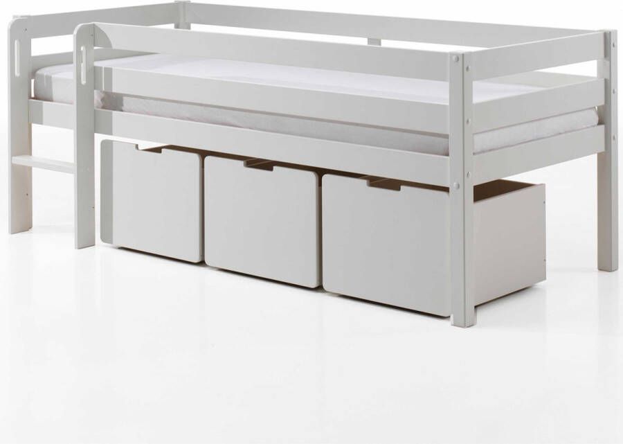 Vipack Speelbed Pino massief dennenhout met lattenbodem 3 rolboxen gemaakt in Europa